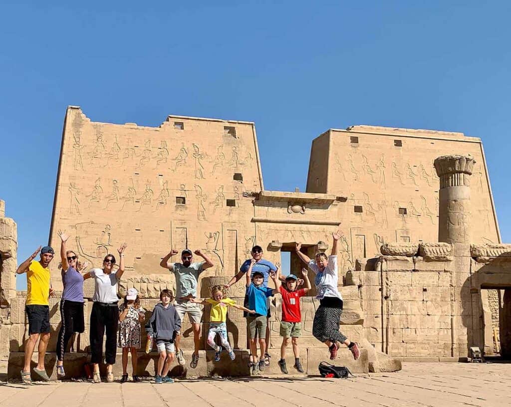 Family Fun exploring temples together in Edfu in Egypt