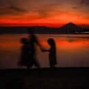 sunset with kids in Gili Islands
