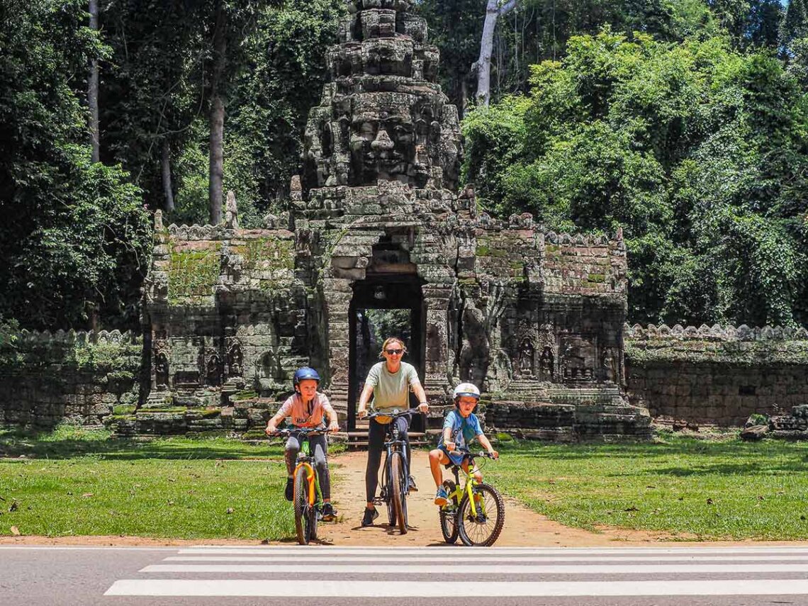 Cycling around Ankor Wat with kids