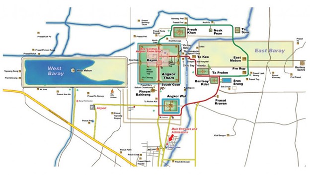 Ankor Wat cycling map with kids