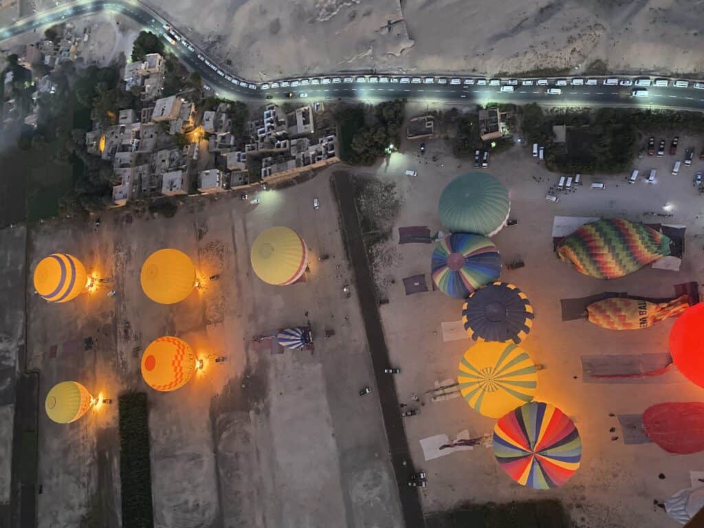 Hot air balloon ride with kids in Luxor
