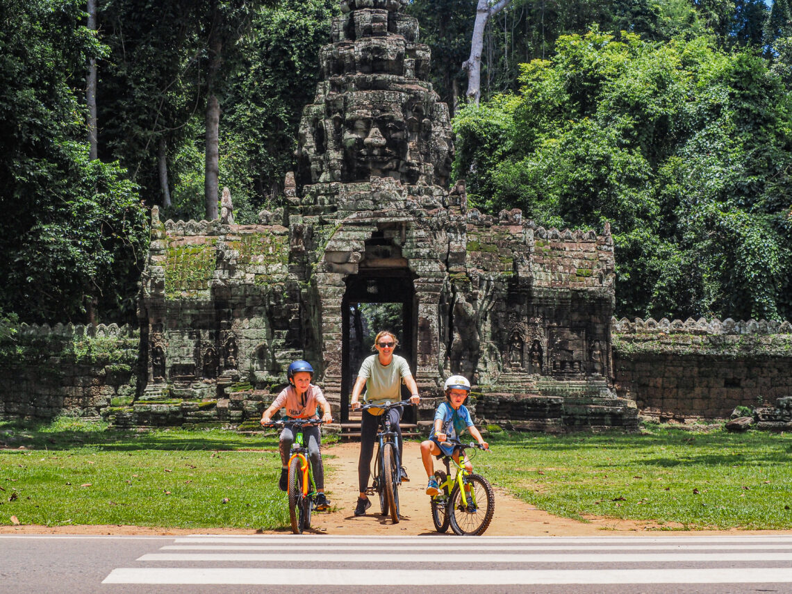 Ankor Wat cycling with kids