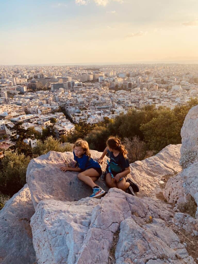 Sunset over Athens, one of our favourite worldschool destinations.